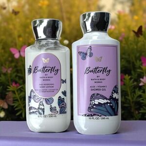 NEW Bath &‎ Body Works Butterfly 2pc Gift Set Full Size Shower Gel Body Lotion